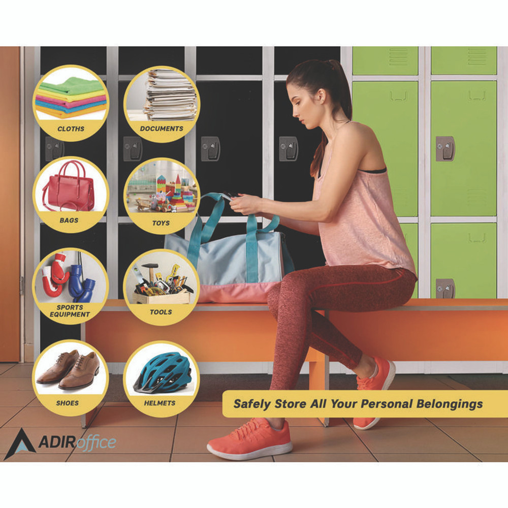 ADIROFFICE I629203GRN Steel Storage Locker, 3 Compartment, 12 x 12 x 72, Green