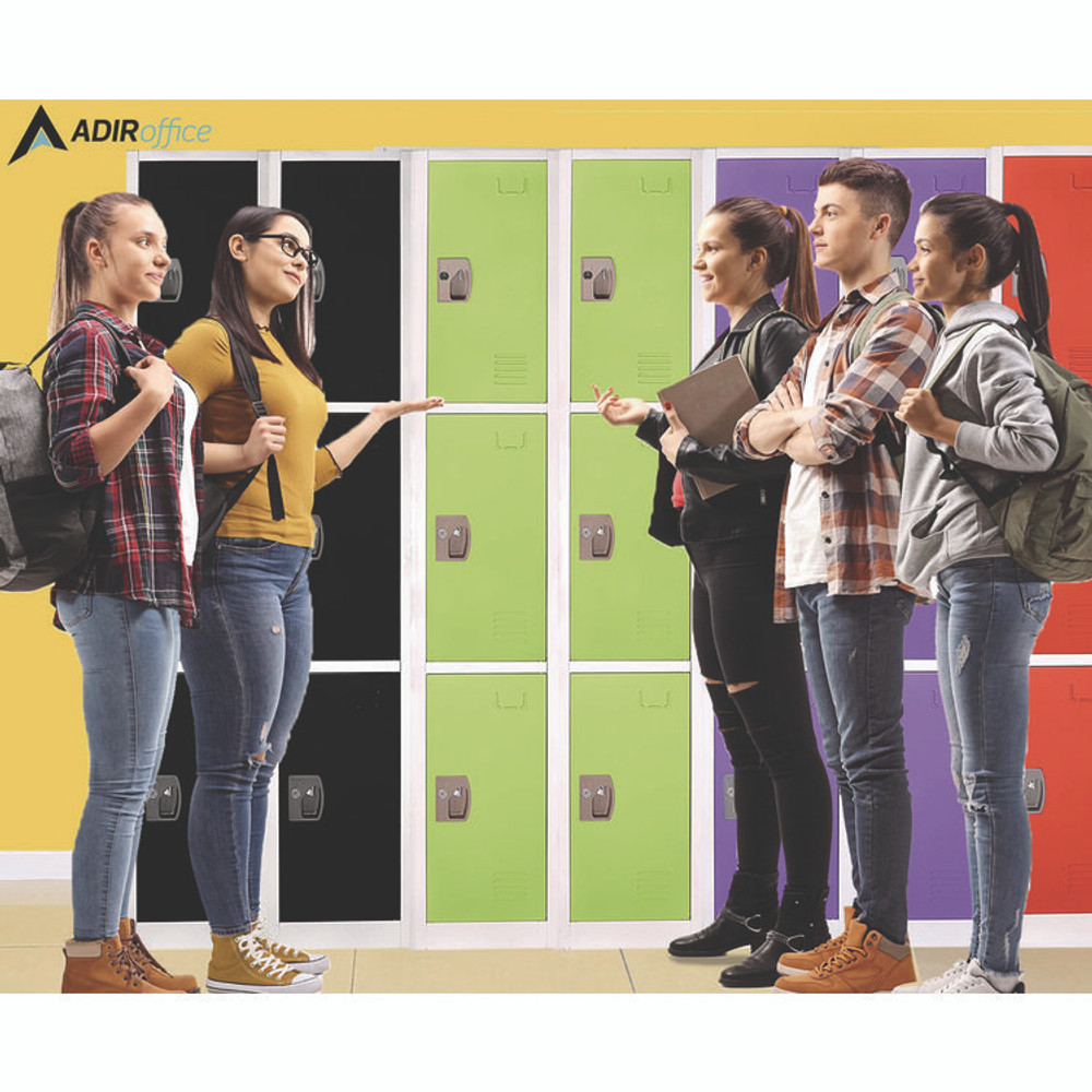 ADIROFFICE I629203GRN Steel Storage Locker, 3 Compartment, 12 x 12 x 72, Green