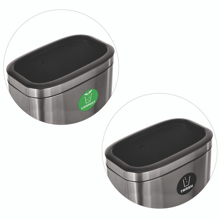 ALPINE INDUSTRIES ALP47040LCOT 10.5 Gallon Compost and Trash Station, Brushed Stainless Steel
