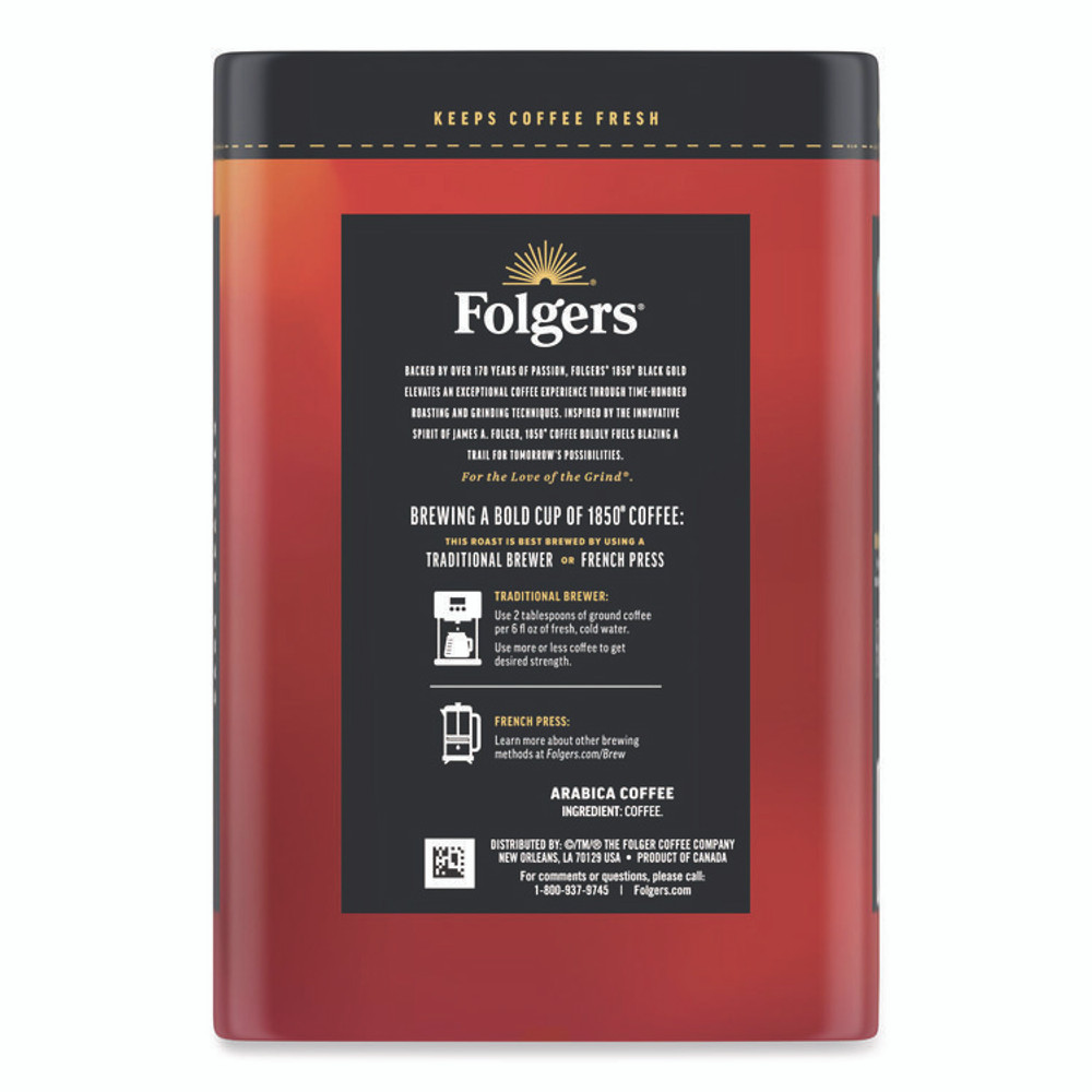 J.M. SMUCKER CO. 1850 12722EA Black Gold Roast Ground Coffee, 12 oz Canister
