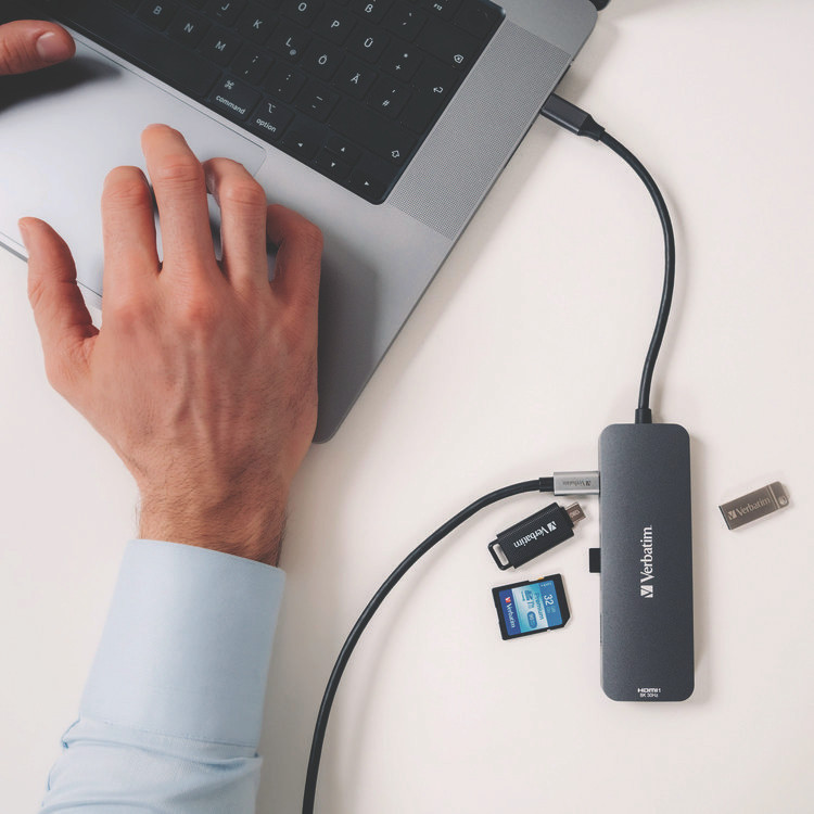 VERBATIM CORPORATION 32151 USB-C Pro Multiport Hub8 Port, Gray