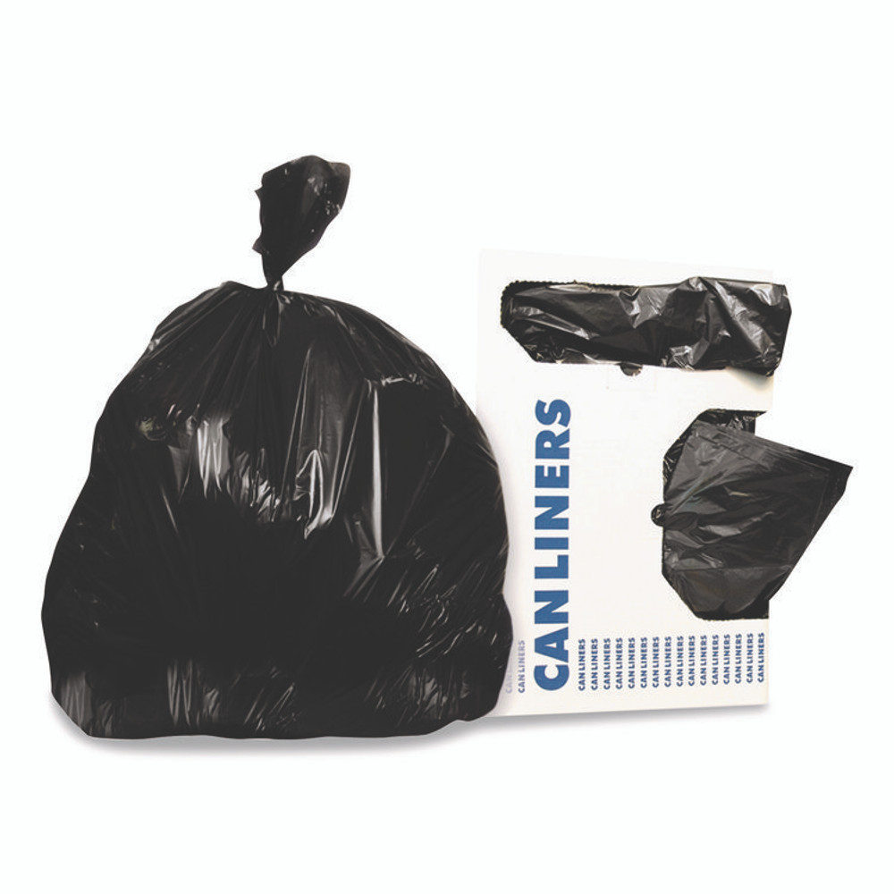 HERITAGE 2404015 Linear Low-Density Can Liners, 45 gal, 4 mil, 40" x 46", Black, Flat Pack, 50/Carton