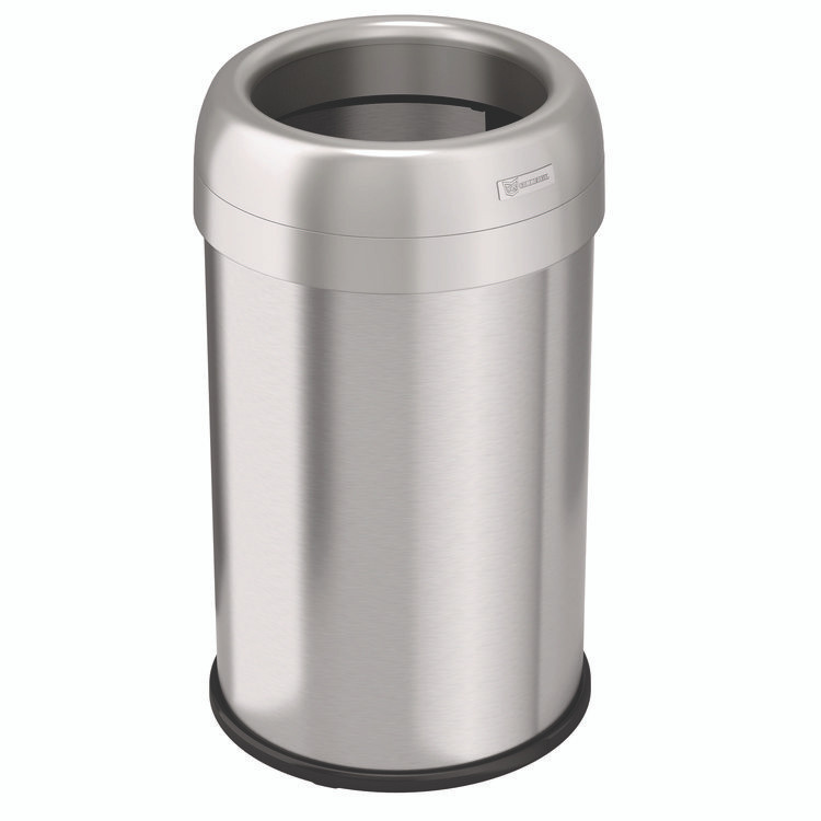 HLS COMMERCIAL HLS13STR Open Top Trash Can, 13 gal, Plastic/Stainless Steel, Silver