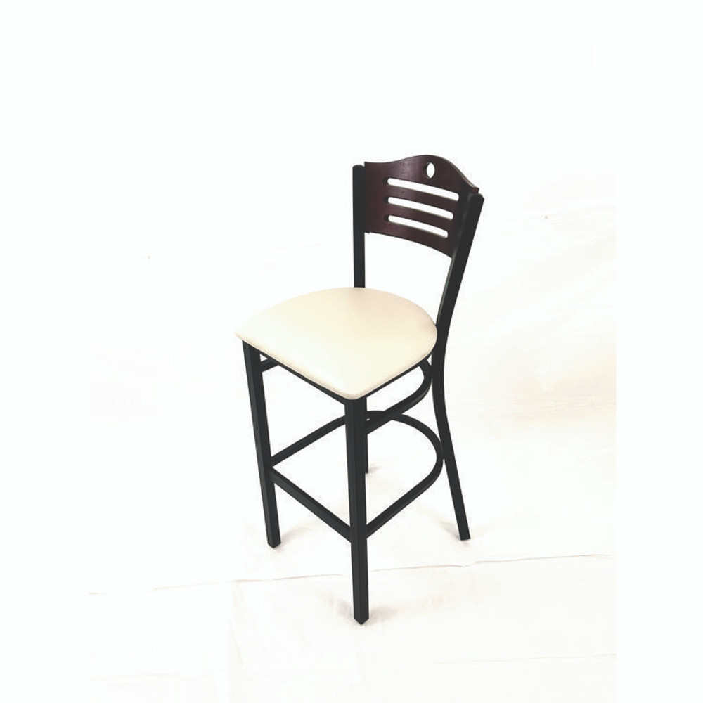 JMC FURNITURE EBBVCRMB Eagle Series Barstool, Supports Up to 300 lb, 28.5" Seat Height, Cream Seat, Dark Mahogany Back, Black Base