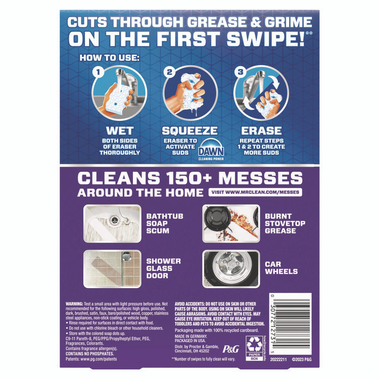 PROCTER & GAMBLE Mr. Clean® 12731 Magic Eraser, Ultra Foamy, 4.6 x 2.3, 0.7" Thick, White, 5/Pack, 4 Packs/Carton