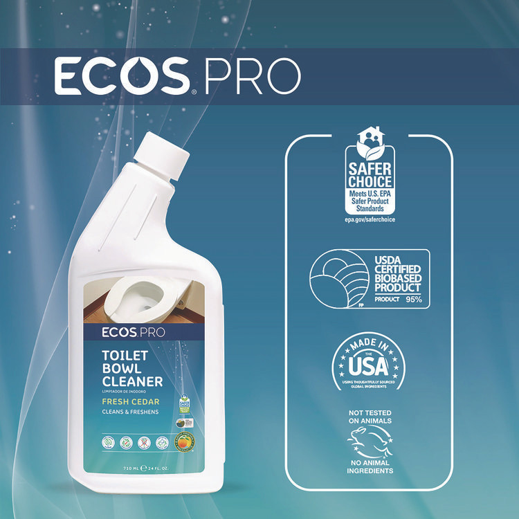 EARTH FRIENDLY PRODUCTS ECOS® PL97036CT Toilet Bowl Cleaner, Fresh Cedar Scent, 24 oz Squeeze Bottle, 6/Carton