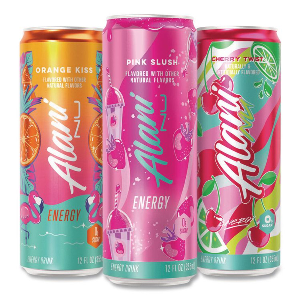 ALANI NU 22002374 Energy Sweet Splash Variety Pack, Assorted Flavors, 12 oz Can, 18/Carton
