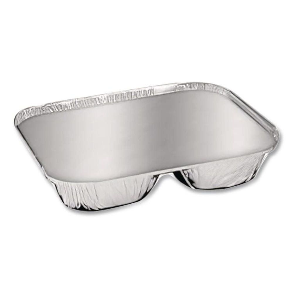HFA INC 204535 Aluminum Oblong Container with Lid, 3 Compartments, 24 oz, 8.5 x 6.38 x 1.47, Silver, 500/Carton