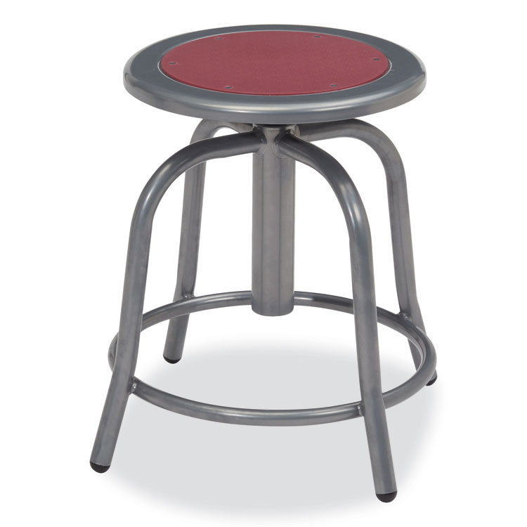 NATIONAL PUBLIC SEATING NPS® 681802 6800 Series Height Adjustable Metal Seat Swivel Stool, Supports Up to 300 lb, 18" to 24" Seat Height, Burgundy Seat/Gray Base
