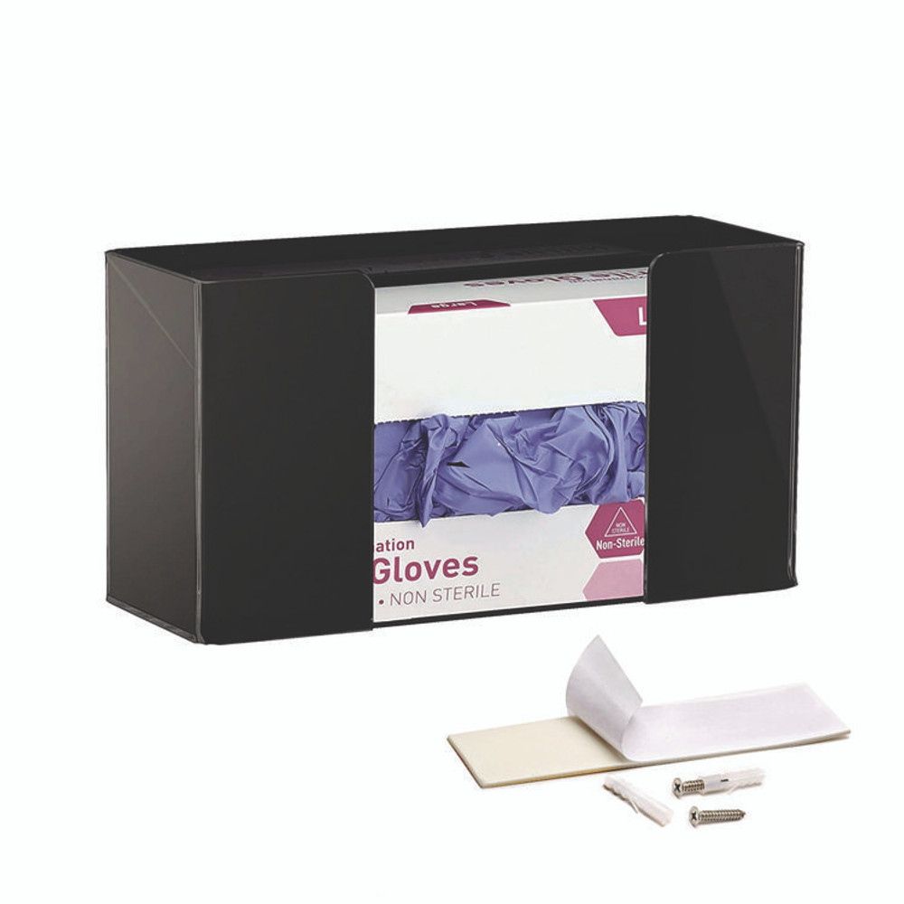 ADIRMED I90201BLK Acrylic Glove Dispenser, Single Box Capacity, 10.2 x 3.5 x 5.3, Black