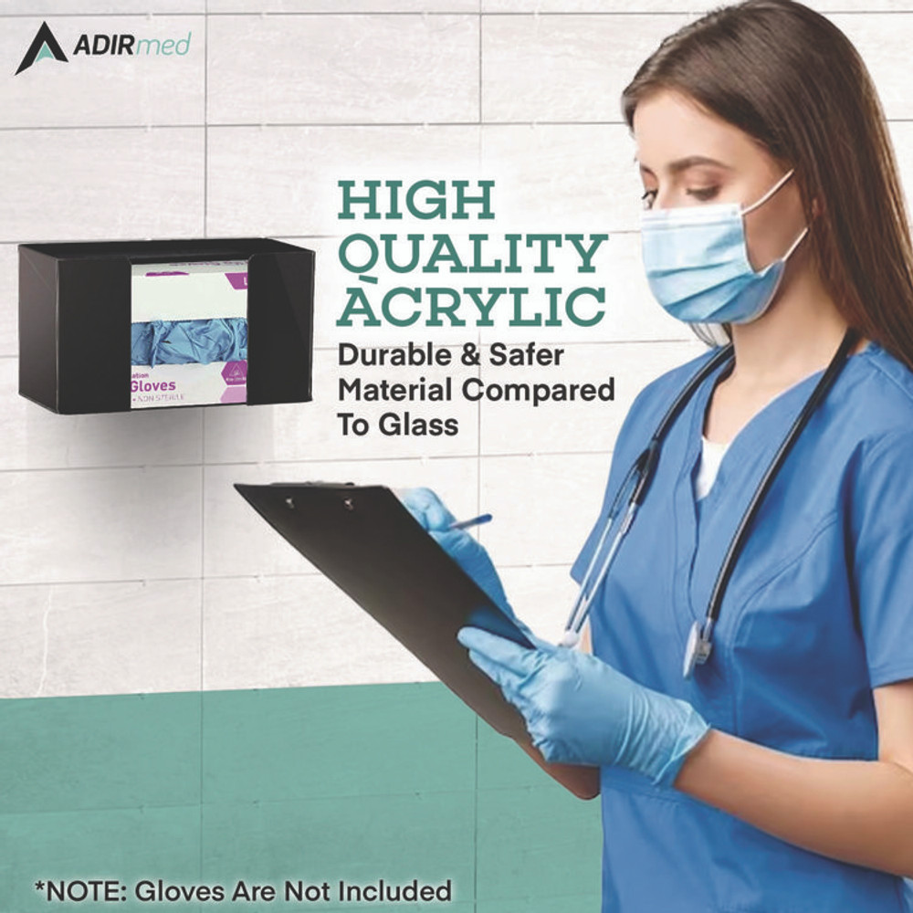 ADIRMED I90201BLK Acrylic Glove Dispenser, Single Box Capacity, 10.2 x 3.5 x 5.3, Black