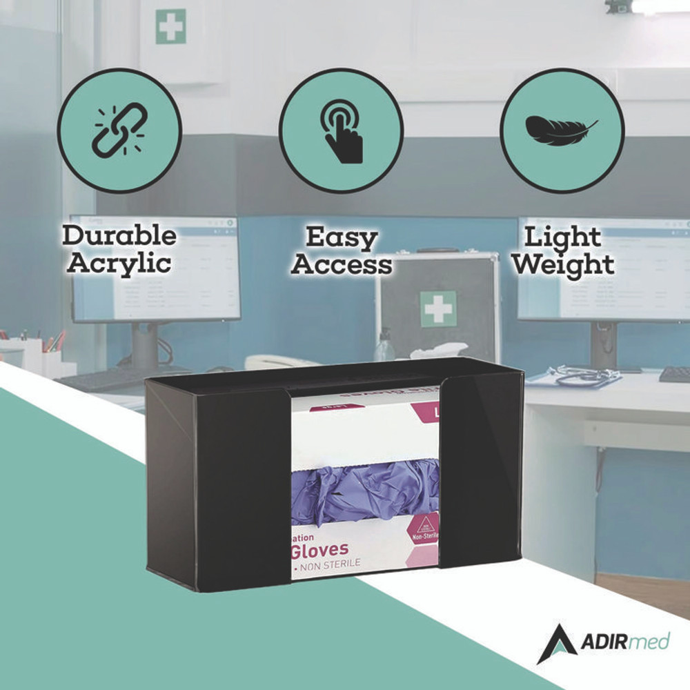 ADIRMED I90201BLK Acrylic Glove Dispenser, Single Box Capacity, 10.2 x 3.5 x 5.3, Black
