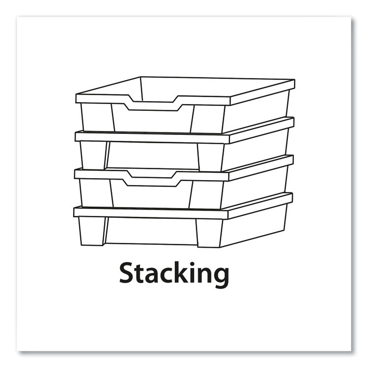 GRATNELLS USA, LLC FS0219P6 F2 Deep Trays for Gratnells Storage Frames and Trolleys, 3.57 gal Capacity, 12.28" x 16.81" x 6.25", Light Gray, 6/Pack