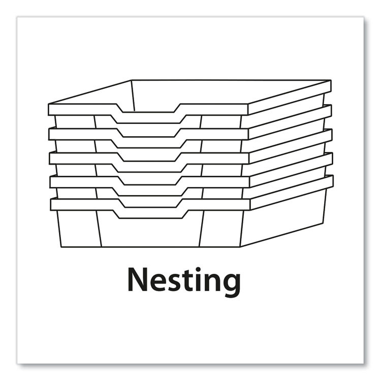 GRATNELLS USA, LLC FS0219P6 F2 Deep Trays for Gratnells Storage Frames and Trolleys, 3.57 gal Capacity, 12.28" x 16.81" x 6.25", Light Gray, 6/Pack