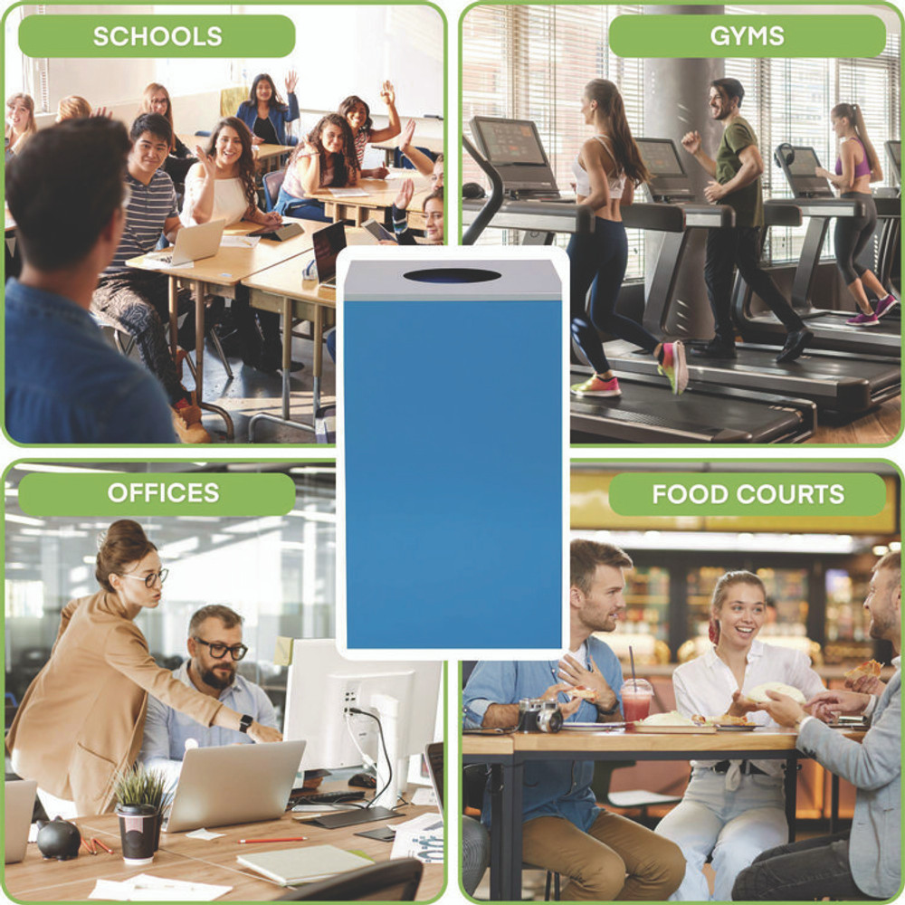 ALPINE INDUSTRIES 4450KITBLUC 29 Gallon Trash/Recycling Cans, Steel, Blue Can with Circle Lid