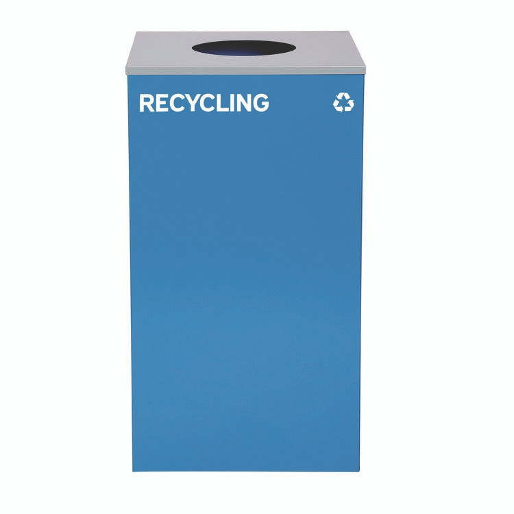ALPINE INDUSTRIES 4450BLKKIT39 29 Gallon Trash/Recycling Cans, Steel, Blue Recycling Can w/Circle Lid, Green Recycling w/Mixed Lid, Black Trash w/Square Lid