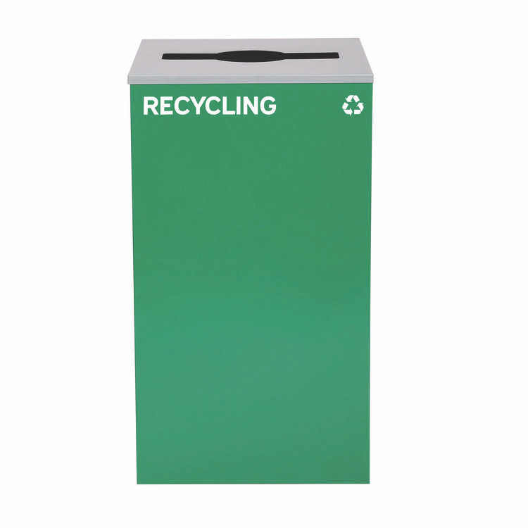 ALPINE INDUSTRIES 4450BLKKIT39 29 Gallon Trash/Recycling Cans, Steel, Blue Recycling Can w/Circle Lid, Green Recycling w/Mixed Lid, Black Trash w/Square Lid
