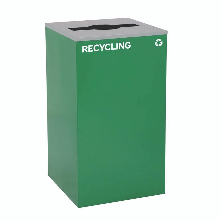 ALPINE INDUSTRIES 4450BLKKIT39 29 Gallon Trash/Recycling Cans, Steel, Blue Recycling Can w/Circle Lid, Green Recycling w/Mixed Lid, Black Trash w/Square Lid