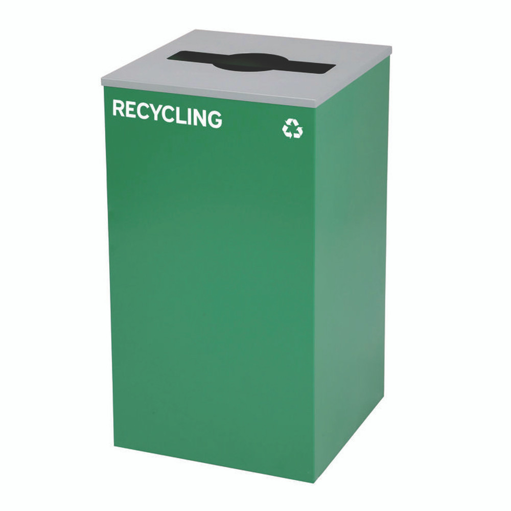 ALPINE INDUSTRIES 4450BLKKIT12 29 Gallon Trash/Recycling Cans, Steel, Green Recycling Can with Mixed Lid, Black Trash Can with Square Lid