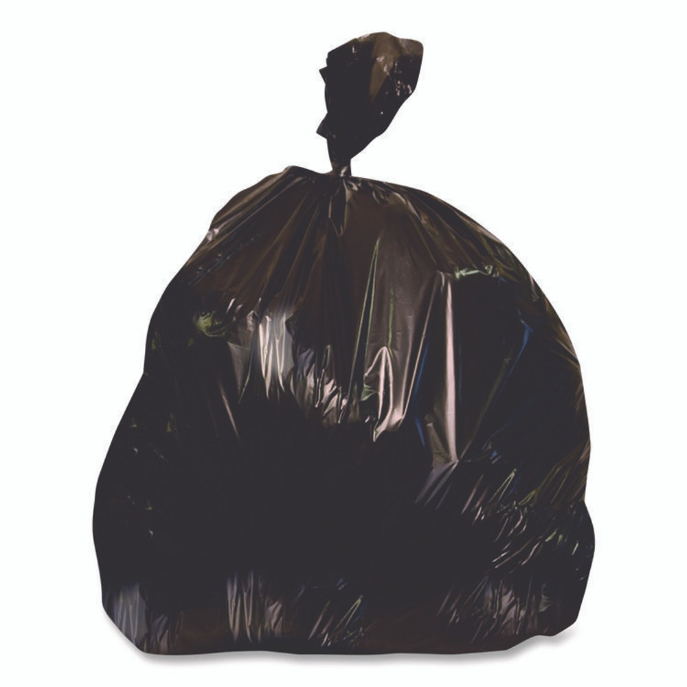 HERITAGE 2597605 Low Density Can Liners, 60 gal, 1.7 mil, 38" x 58", Black, Flat Pack, 100/Carton