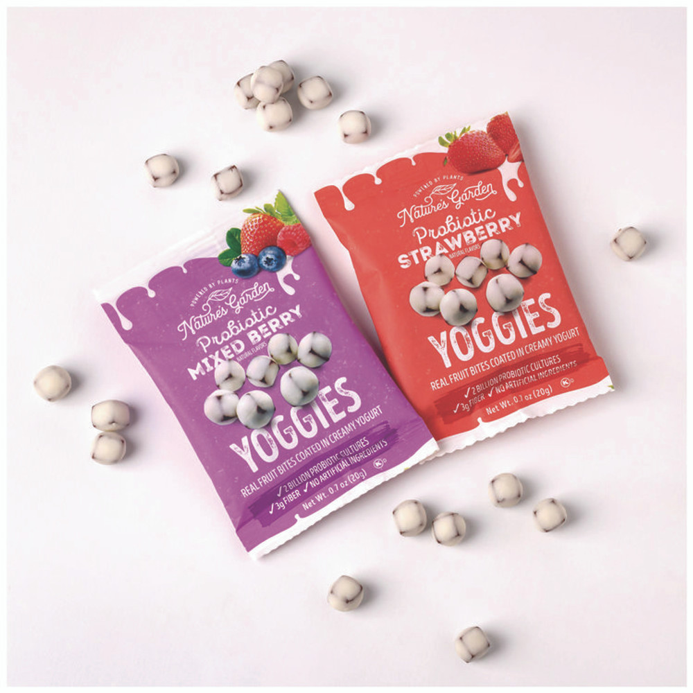 NATURE'S GARDEN 22002303 Probiotic Yoggies Variety Snack Pack, Assorted Flavors, 0.7 oz Bag, 30/Carton