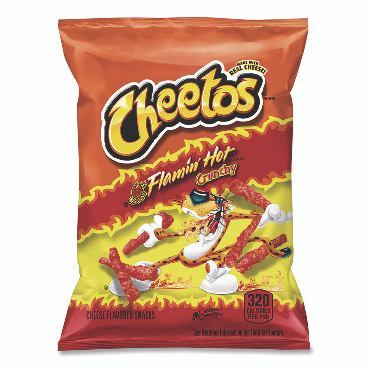 FRITO-LAY, INC. Cheetos® FRI44368 Crunchy Cheese Flavored Snacks, Flamin' Hot, 2 oz Bag, 64/Carton