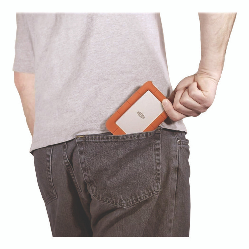 SEAGATE TECHNOLOGY LaCie STFR2000800 Rugged Portable External Hard Drive, 2 TB, USB-C, Orange/Silver