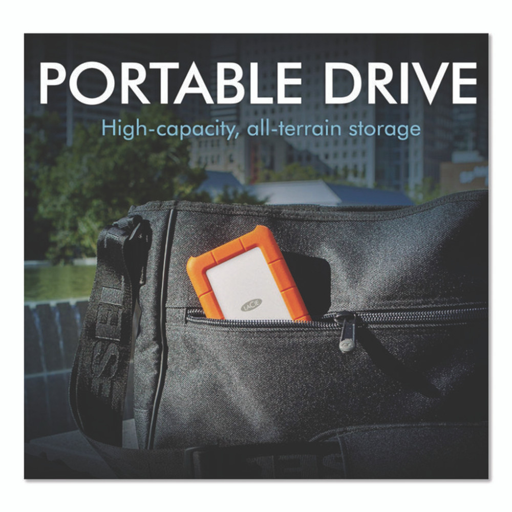 SEAGATE TECHNOLOGY LaCie STFR2000800 Rugged Portable External Hard Drive, 2 TB, USB-C, Orange/Silver