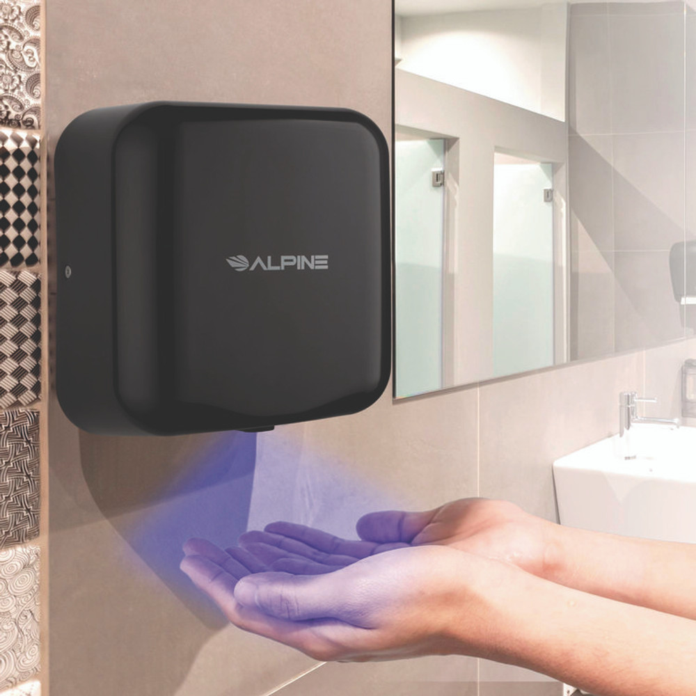 ALPINE INDUSTRIES ALP40010BLA Hemlock Commercial Automatic 120V Hand Dryer, 6.69 x 11.41 x 12.31, Stainless Steel, Black