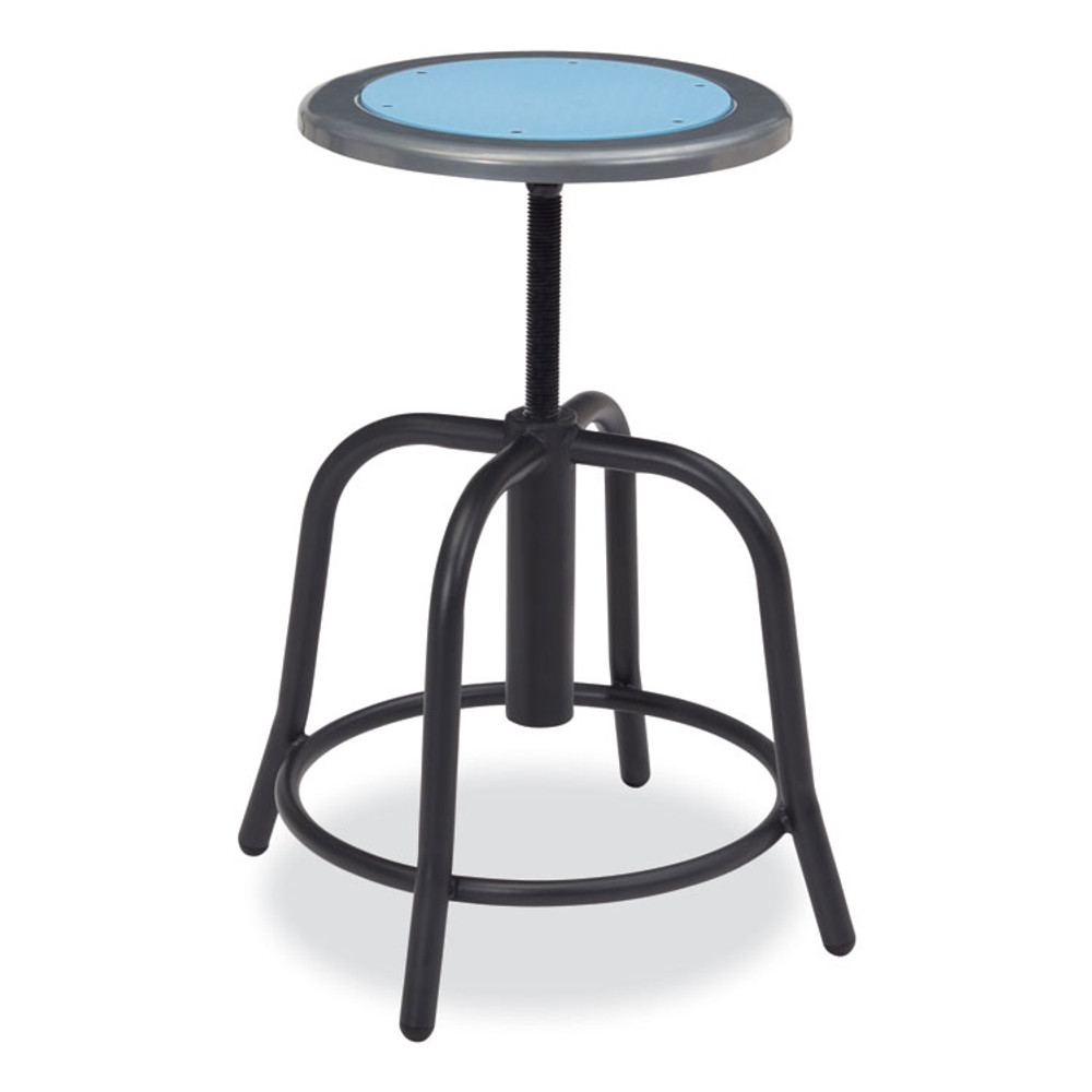 NATIONAL PUBLIC SEATING NPS® 680510 6800 Series Height Adjustable Metal Seat Stool, Supports Up to 300 lb, 18" to 24" Seat Height, Blueberry Seat/Black Base