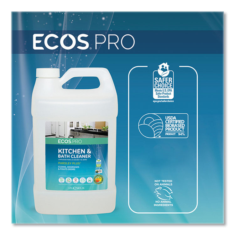 EARTH FRIENDLY PRODUCTS ECOS® PL974604EA Parsley Plus All-Purpose Kitchen and Bathroom Cleaner, Herbal Scent, 1 gal Bottle