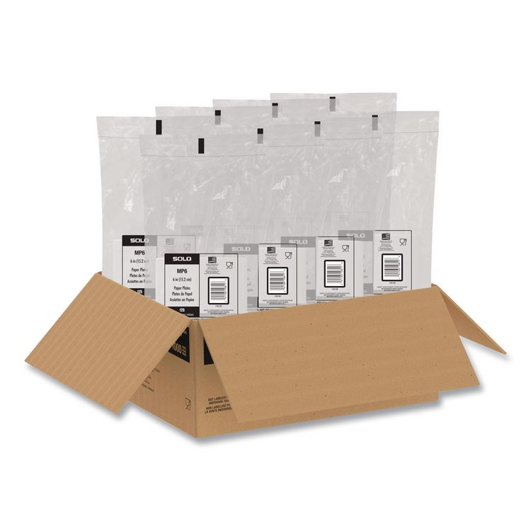 DART SOLO® MP6PLANET Compostable Paper Dinnerware, ProPlanet Seal, Plate, 6" dia, White, 1,000/Carton