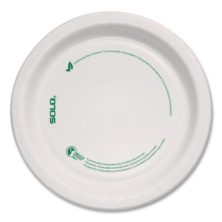 DART SOLO® MP6PLANET Compostable Paper Dinnerware, ProPlanet Seal, Plate, 6" dia, White, 1,000/Carton