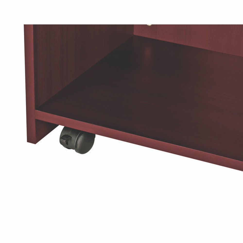 ADIROFFICE I66107MA Wood Mobile Presentation Lectern Speaker Stand with Shelves, 22.44 x 16.53 x 45.98, Mahogany