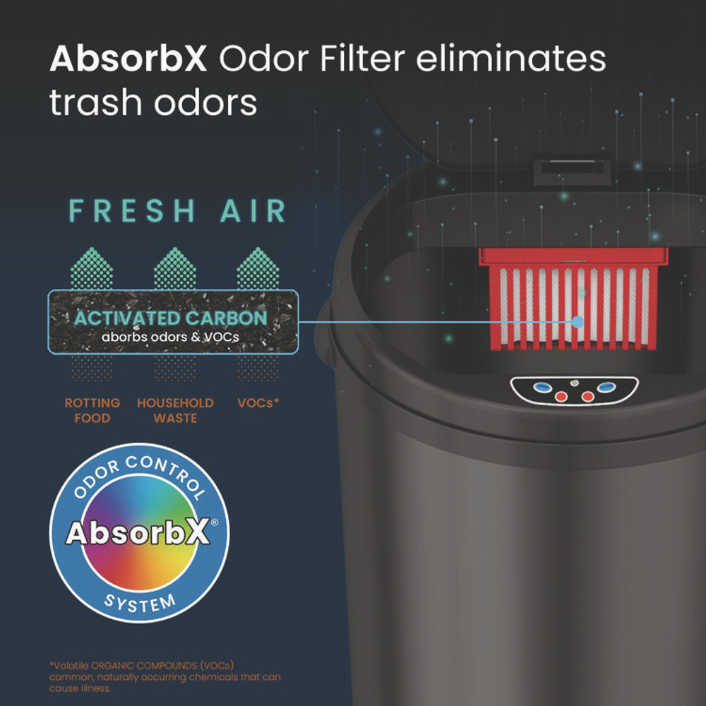 HLS COMMERCIAL HLS08RB Sensor Trash Can, 8 gal, Plastic/Stainless Steel, Black