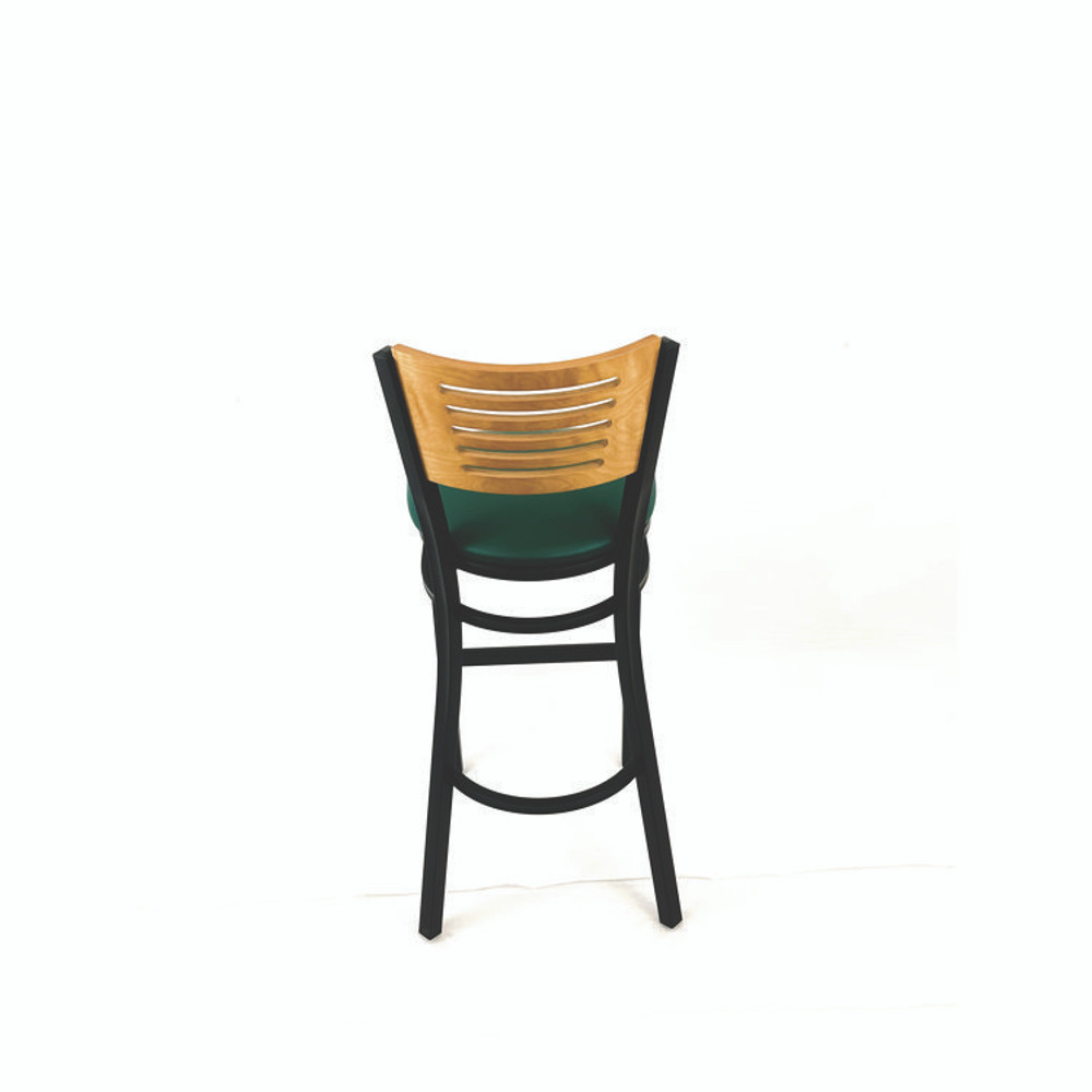 JMC FURNITURE JRBBVGRND Jones River Series Barstool, Supports Up to 300 lb, 28.5" Seat Height, Green Seat, Natural Back, Black Base