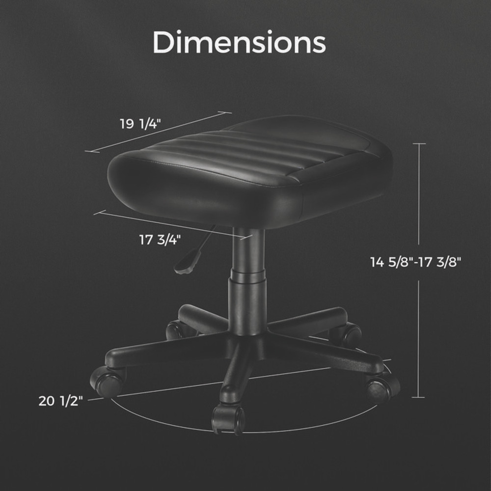 EUREKA ERGONOMIC AR21B Footstool with Wheels, 19.25 x 17.38 x 14.63 to 17.75, Black