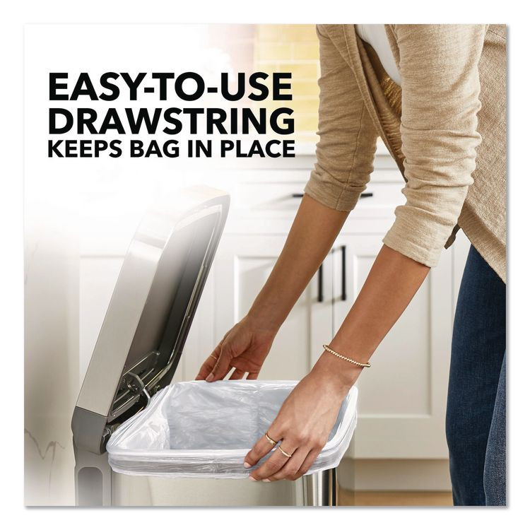 CLOROX SALES CO. Glad® 79157 ForceFlex Tall Kitchen Drawstring Trash Bags, 13 gal, Gain Lavender with Febreze Freshness, 10.18 x 9.81, White, 110/Box