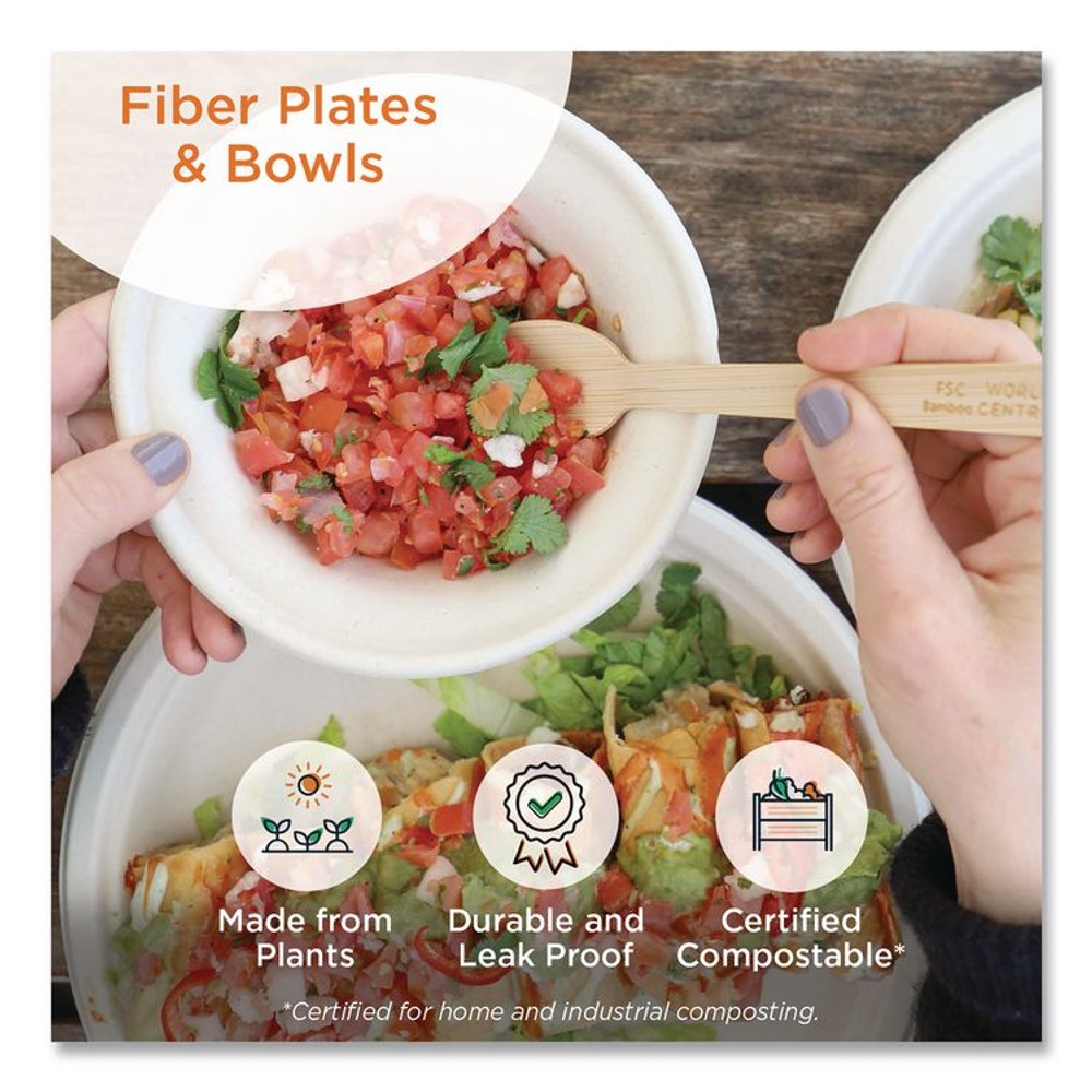 WORLD CENTRIC PLSCU10TLFS Fiber Plates, Paper, 10" dia, Natural, 700/Carton