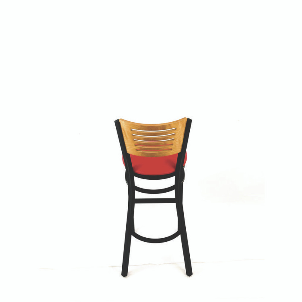 JMC FURNITURE JRBBVREDD Jones River Series Barstool, Supports Up to 300 lb, 28.5" Seat Height, Red Seat, Natural Back, Black Base
