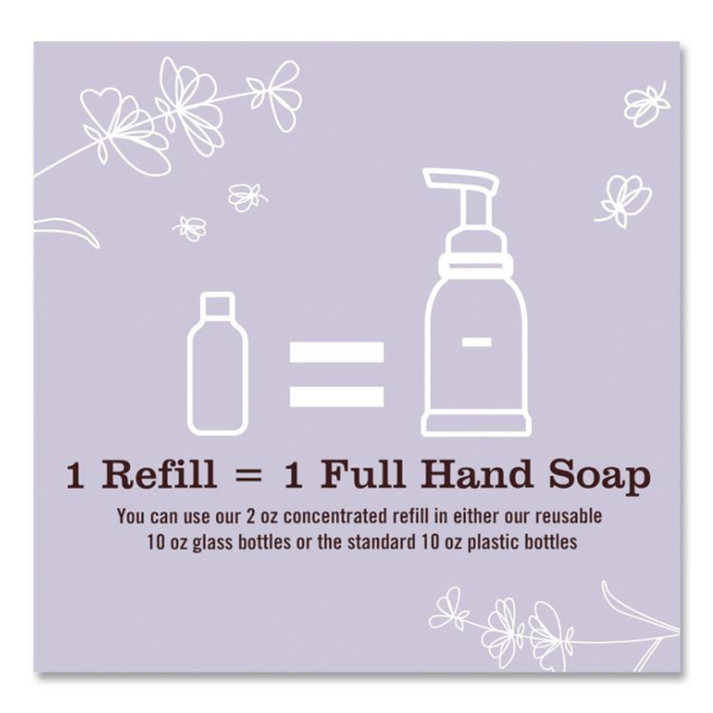 THE CALDREA COMPANY Mrs. Meyer's® 355611 Clean Day Concentrated Foaming Hand Soap Dispenser Refill, Lavender Scent, 2 oz Bottle, 2/Pack
