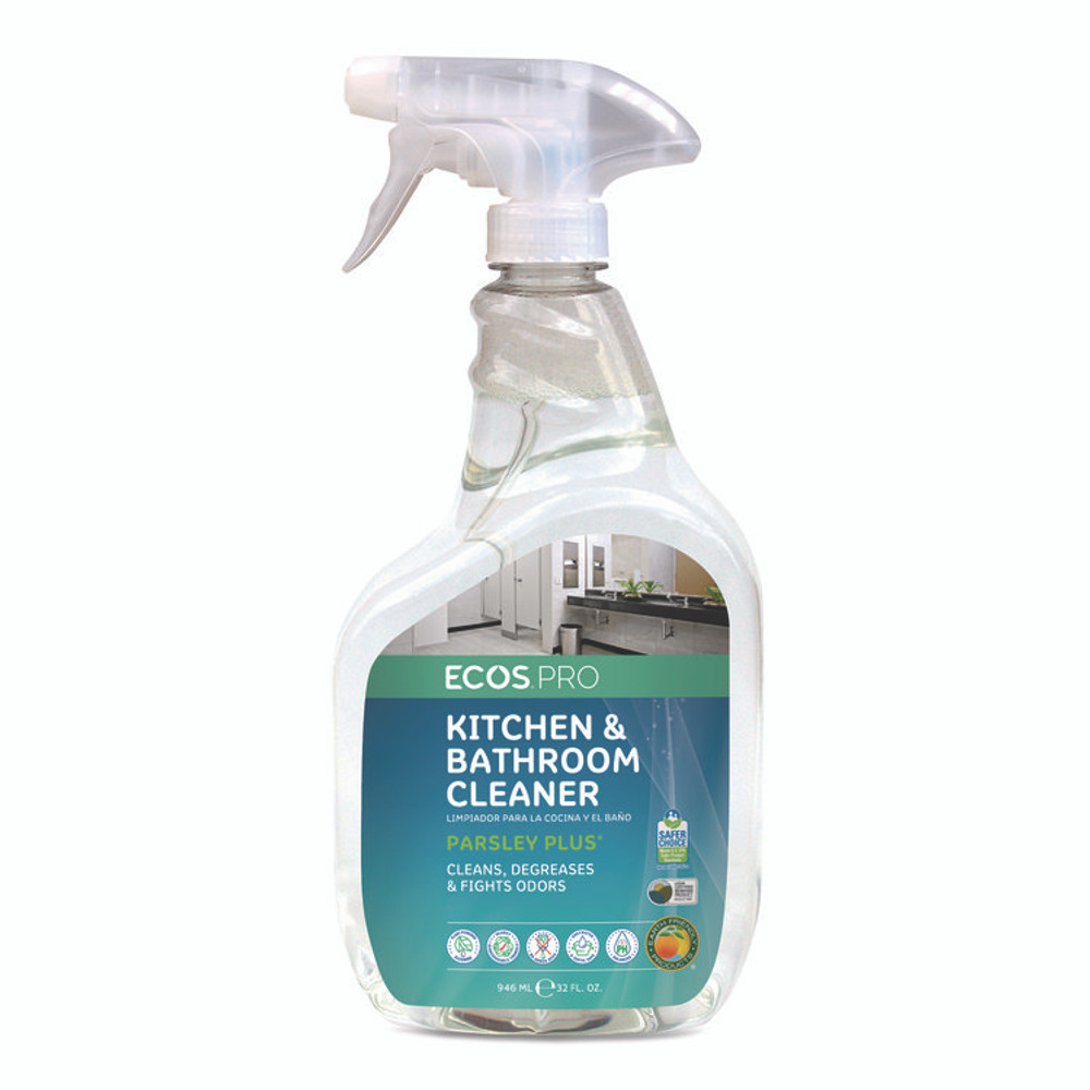 EARTH FRIENDLY PRODUCTS ECOS® PL97466EA Parsley Plus All-Purpose Kitchen and Bathroom Cleaner, 32 oz Spray Bottle