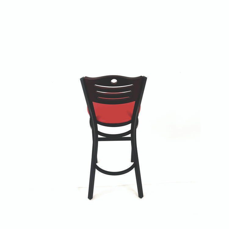 JMC FURNITURE EBBVREDB Eagle Series Barstool, Supports Up to 300 lb, 28.5" Seat Height, Red Seat, Dark Mahogany Back, Black Base