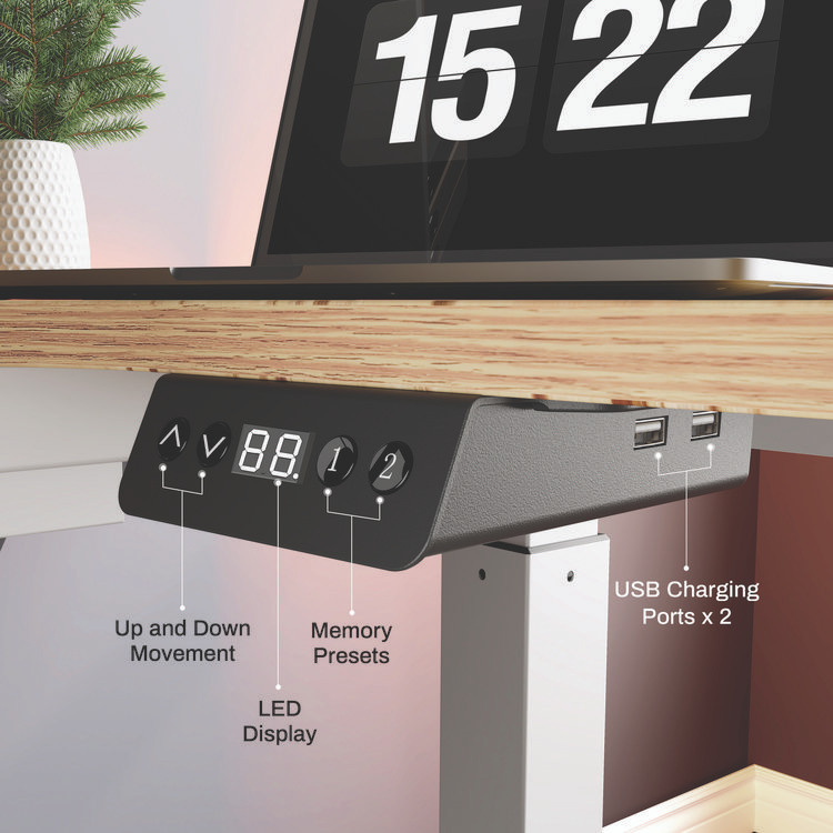 EUREKA ERGONOMIC L60LMW L-Shaped Standing Desk with Keyboard Tray, Left Desk, 61.25" x 43.25" x 34.38" to 52.88", Maple White/White