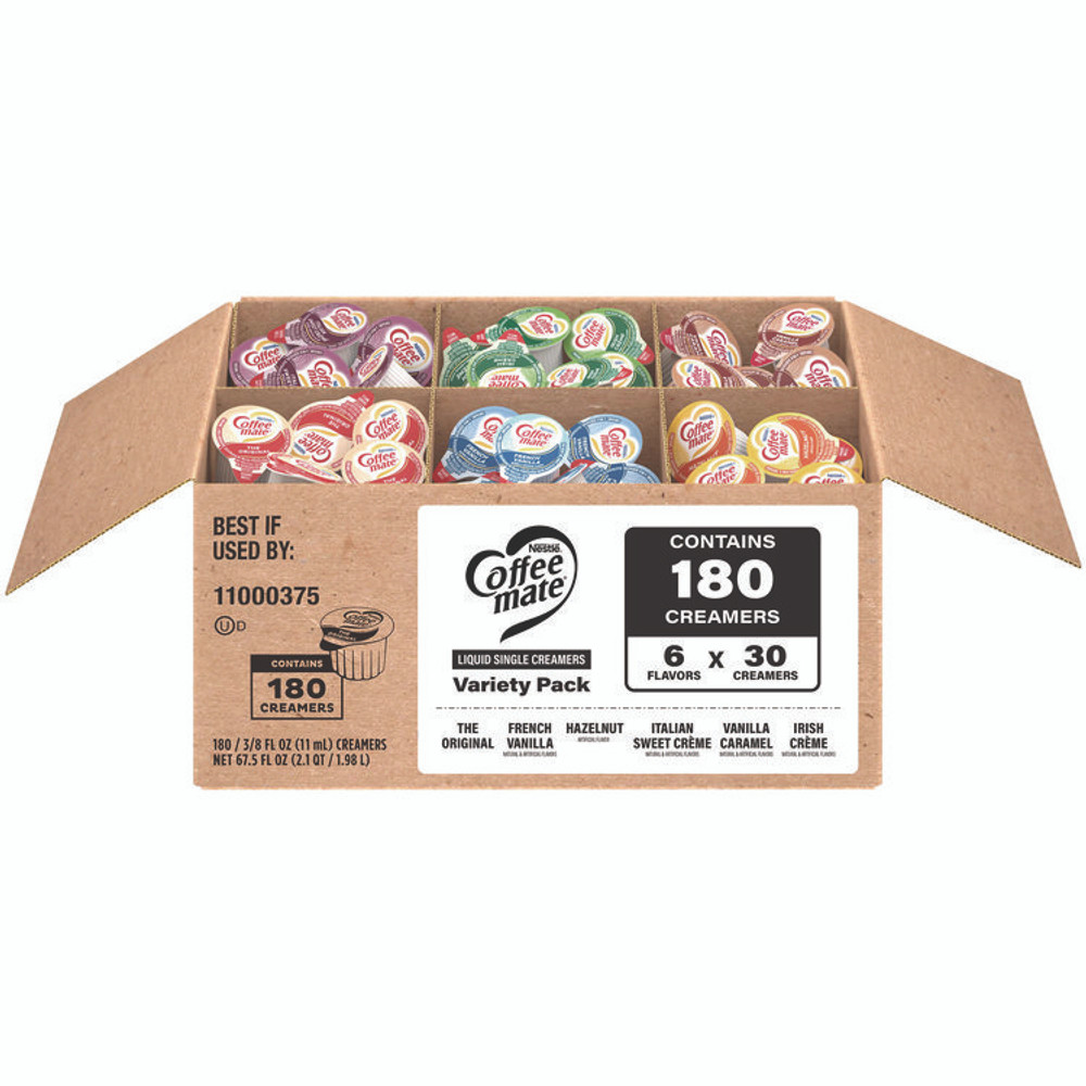 NESTLE Coffee mate® 60003005 Variety Pack, Assorted Flavors, 0.38 oz Mini Cups, 180/Carton
