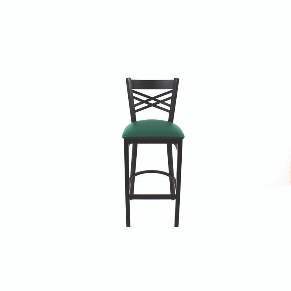 JMC FURNITURE XBSBVSGRN X Series Barstool, Supports Up to 300 lb, 29.5" Seat Height, Green Seat, Black Back, Black Base
