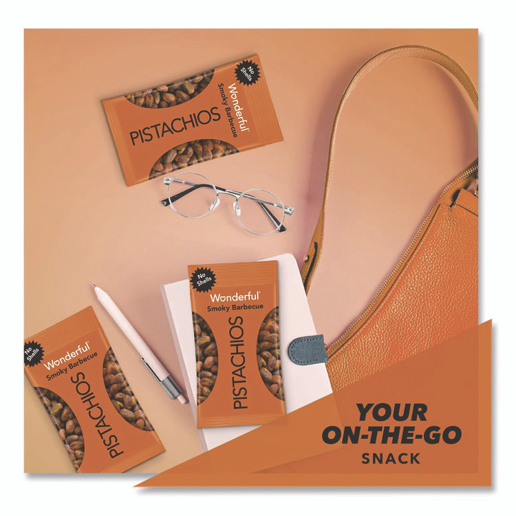 THE WONDERFUL COMPANY, LLC PAR70031 No Shells Smoky Barbecue Pistachios, 2.25 oz Pack, 8/Box