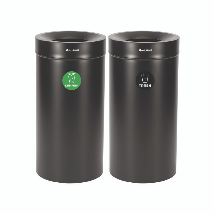 ALPINE INDUSTRIES 47527BLKCOT 27 Gallon Black Stainless Steel Compost Bin and Trash Can