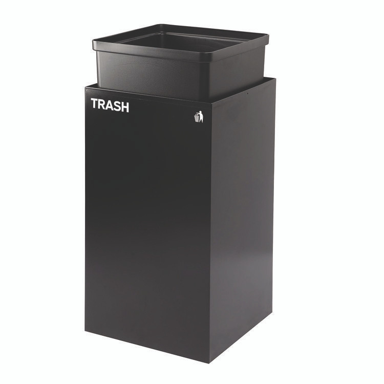 ALPINE INDUSTRIES 4450BLKKIT35 29 Gallon Trash/Recycling Cans, Steel, Blue Recycling Can w/Circle Lid, Green Recycling Can and Black Trash Can w/Square Lids