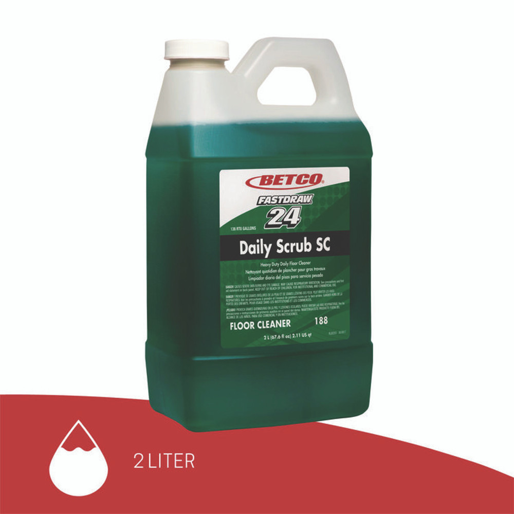 BETCO CORPORATION 1884700 Daily Scrub SC FastDraw Floor Cleaner, Characteristic Scent, 2 L Bottle, 4/Carton